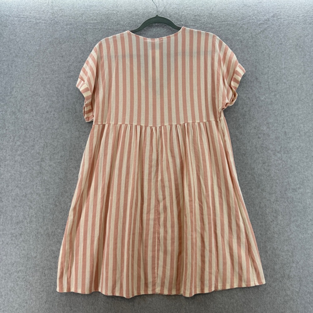 NWT Boohoo Womens Pink & Cream Linen Look Dress Made In Italy Size 12 New w tags - Picture 3 of 9